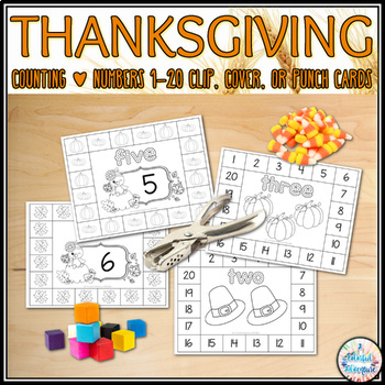 Preview of Thanksgiving Counting & Numbers to 20 Fine Motor Math Center Activity {outlined}