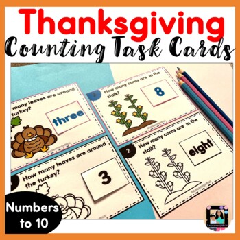 Preview of Thanksgiving Counting Task Cards | Thanksgiving counting 1 to 10