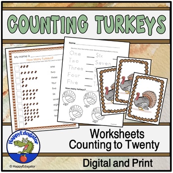 Preview of Thanksgiving Counting Turkeys Worksheets