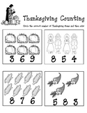 Thanksgiving Counting and Number Recognition Worksheet
