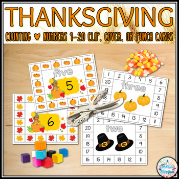 Preview of Thanksgiving Counting and Numbers to 20 Fine Motor Math Centers Activity {color}