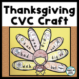 Thanksgiving Craft CVC Words | Turkey Short Vowels for Kin