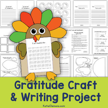 Preview of Thanksgiving Craft Turkey Writing Crafitivity Template, Gratitude Writing Prompt