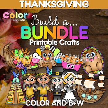 Preview of Thanksgiving Crafts Bundle - Fall Activities - Pilgrims, Indians, Turkey Dinner