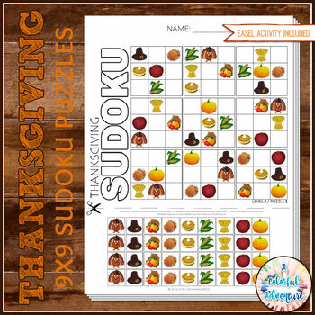 Preview of Thanksgiving Critical Thinking | 9x9 Sudoku Logic Puzzles | Fast Finishers