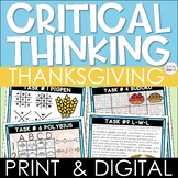 Thanksgiving Critical Thinking Digital Escape Room Break Out Game