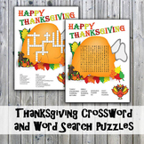 Thanksgiving Crossword Puzzle and Word Search