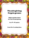 Thanksgiving Cryptograms / Ciphers from The First Thanksgiving