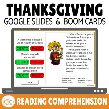 Preview of Thanksgiving | Día de Acción de Gracias Reading Comprehension Digital Activities