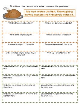 Thanksgiving Daily Sentence Practice by Terry's Teaching Tidbits