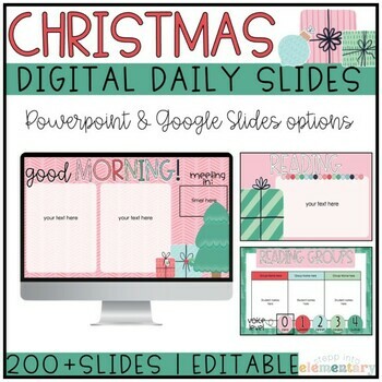 Preview of Christmas Daily Slides | Christmas/Holiday | Digital Slides | Editable
