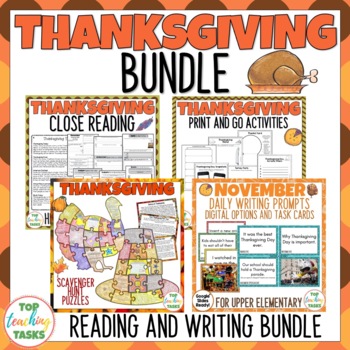 Preview of Thanksgiving Writing Reading and Creative Thinking ELA Resources Bundle