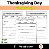 Thanksgiving Day Fill in the blank-Cloze Massage K-2nd Tha