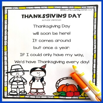 Preview of Thanksgiving Day Poem for Kids