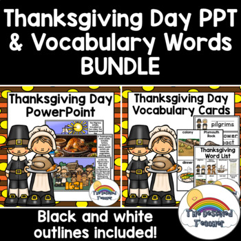 Preview of Thanksgiving Day PowerPoint & Vocabulary Words BUNDLE | Thanksgiving PPT