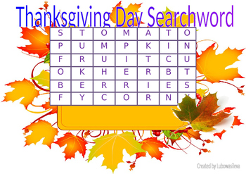 Preview of Thanksgiving Day Searchword