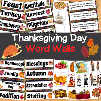 Preview of Thanksgiving Day Word Wall Vocabulary Cards.