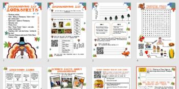 Preview of Thanksgiving Day Worksheets (Video, Reading, Vocabulary, Writing) ESL/EFL