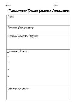 Preview of Thanksgiving Debate Project Graphic Organizer