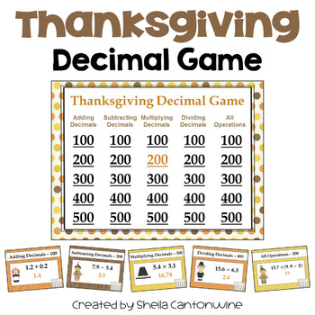 Preview of Thanksgiving Decimal Game