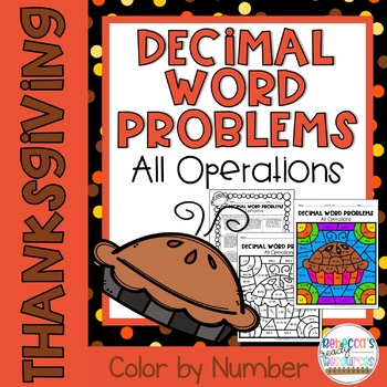 Preview of Thanksgiving Decimal Word Problems Color by Number