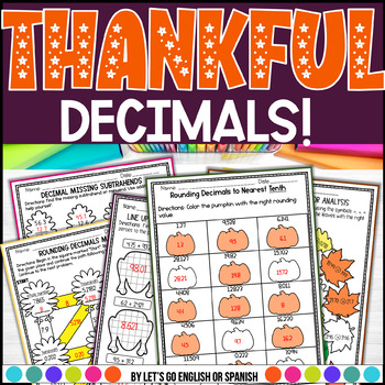 Preview of Thanksgiving Decimals Activities | Adding and Subtracting | Rounding Decimals