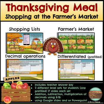 Preview of Thanksgiving Decimals Operations Farmer's Market Digital Activities