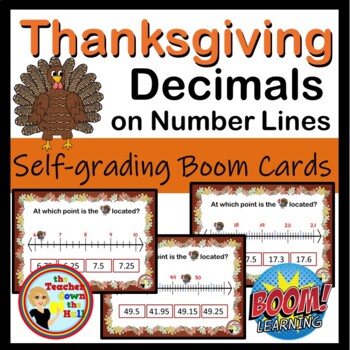 Preview of Thanksgiving Decimals on a Number Line Boom Cards