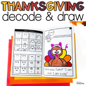 Preview of Thanksgiving Decodable Readers CVC Words | Directed Drawing Books | Phonics