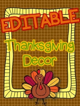 Preview of Thanksgiving Decor - EDITABLE {Nameplates} {Napkin Rings} {Banner}