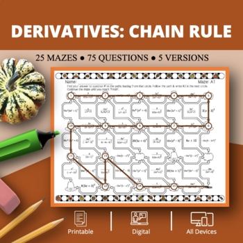 Preview of Thanksgiving: Derivatives Chain Rule Maze Activity