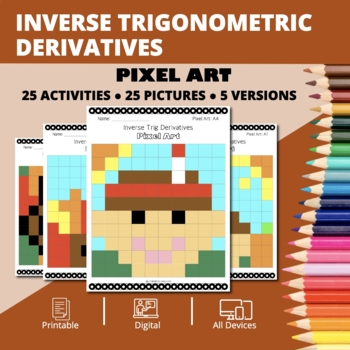 Preview of Thanksgiving: Derivatives Inverse Trig Pixel Art Activity