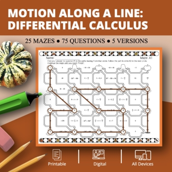 Preview of Thanksgiving: Derivatives Motion Along a Line Maze Activity