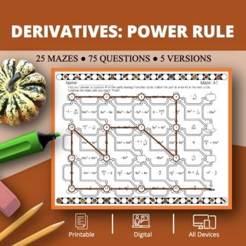 Preview of Thanksgiving: Derivatives Power Rule Maze Activity