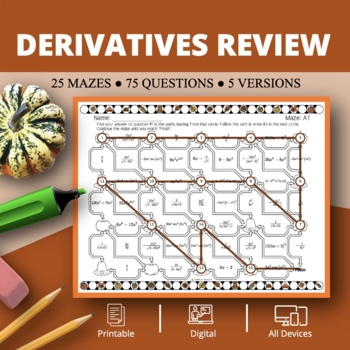 Preview of Thanksgiving: Derivatives REVIEW Maze Activity