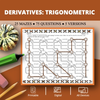 Preview of Thanksgiving: Derivatives Trigonometric Maze Activity