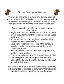 Preview of Thanksgiving Descriptive Writing