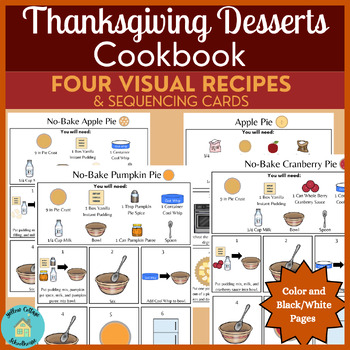 Preview of Thanksgiving Desserts Cookbook|Four Visual Recipes with Sequencing Cards