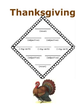 Preview of Thanksgiving Diamante Poem
