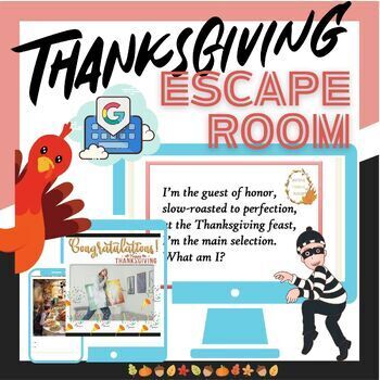 Preview of Thanksgiving Digital Escape Room - Middle / High School - no prep