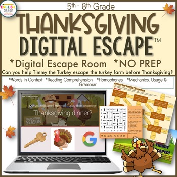 Preview of Thanksgiving Digital Escape Room, Thanksgiving Escape Room