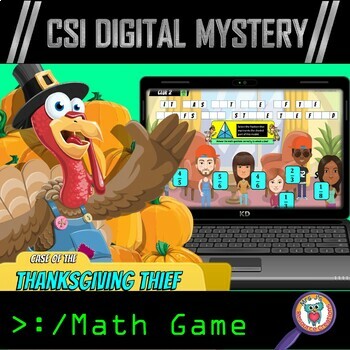 Preview of Thanksgiving Digital Math Mystery Game - CSI Escape Room Math Digital Resource