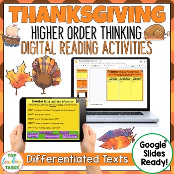 Preview of Thanksgiving Reading Comprehension | Digital Reading Passages and Activities
