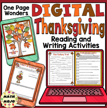 Preview of Thanksgiving Digital Reading & Writing Activities for 3rd, 4th, & 5th Grade