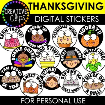 Thanksgiving Digital Stickers Thanksgiving Stickers Tpt