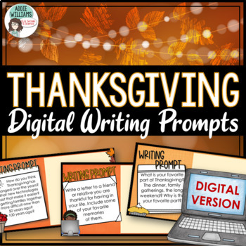 Preview of Thanksgiving Digital Writing Prompts (US & CDN Thanksgiving)