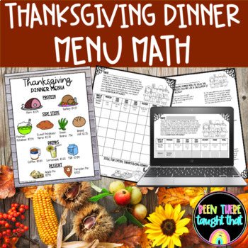 Preview of Thanksgiving Math Activity and Multi Step Word Problems