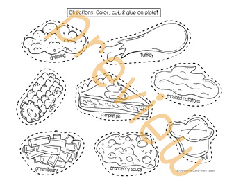 Thanksgiving Dinner Coloring by Pre-K Tweets | Teachers Pay Teachers