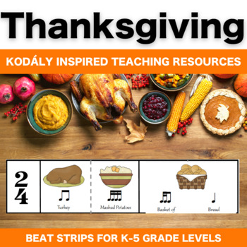 Preview of Thanksgiving Music Beat Strips & Composition Cards for Rhythm Practice