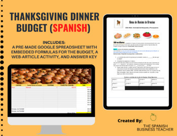 Preview of Thanksgiving Dinner Budget Project (Spanish Version)
